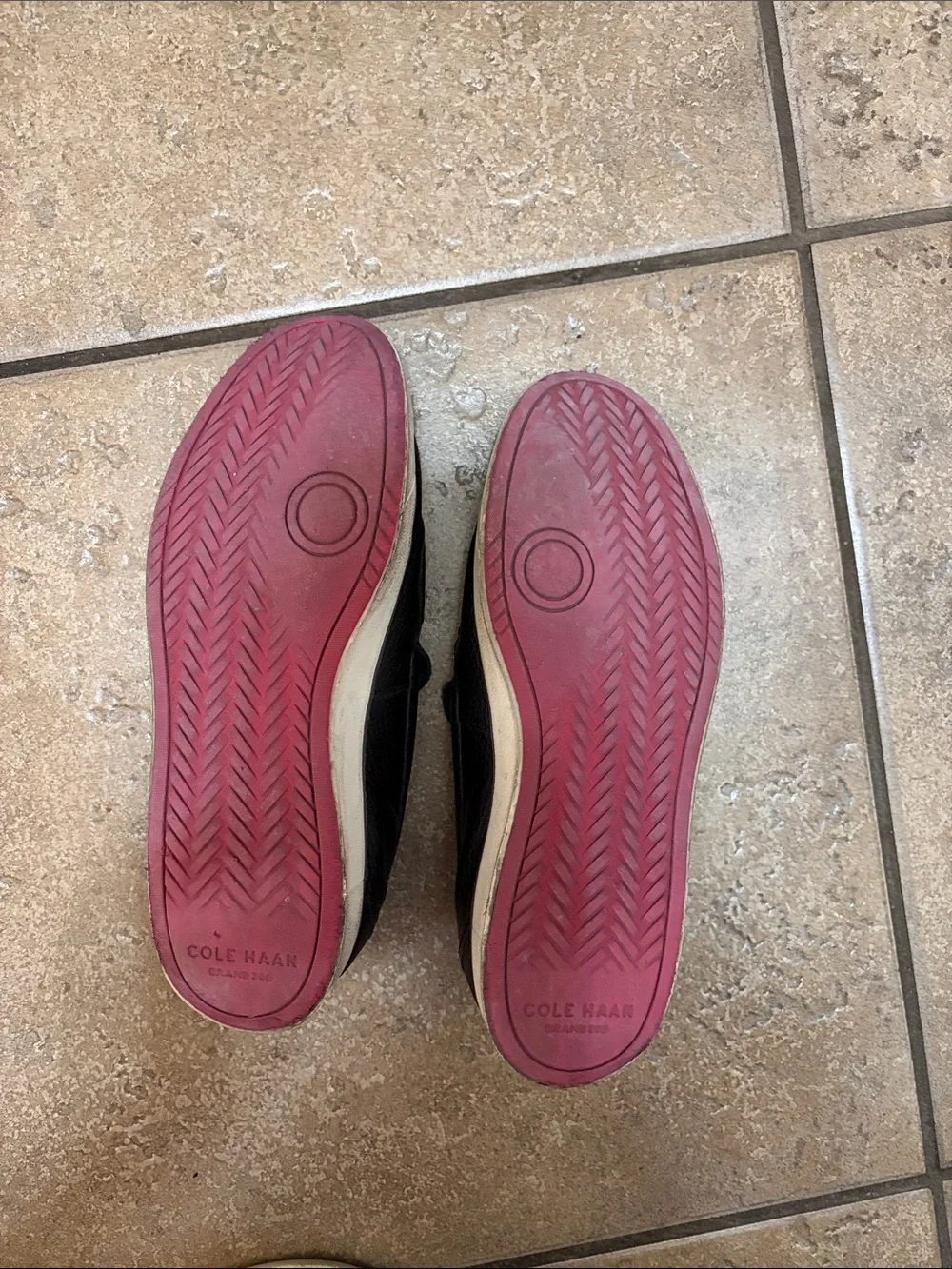 Cole Haan Black Leather Slip-On Flats with Red Insole
